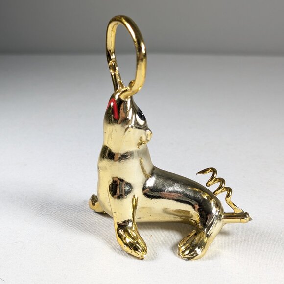 Gold Toned Sea Lion bottle opener and corkscrew, cute cartoon seal bar decor - Picture 4 of 8